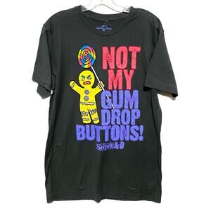 Gingerbread Shrek 4D Universal Studios Not My Gum Drop Buttons Shirt Mens M NWT